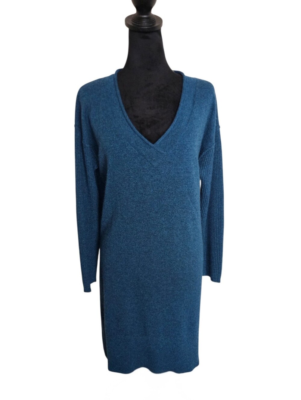 Sundance Women's Teal 100% Cashmere V-neck Long Sleeve Knit Dress Size M (P)